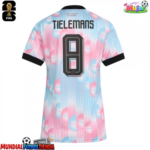 Camiseta Bélgica Youri Tielemans #8 Segunda Equipación Replica Mundial 2026 para mujer mangas cortas